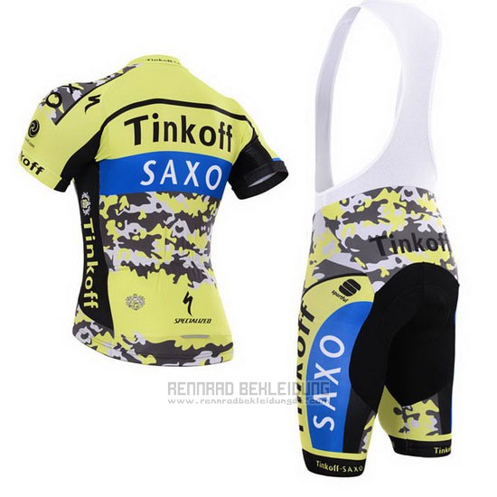 2015 Fahrradbekleidung Tinkoff Saxo Bank Shwarz und Gelb Trikot Kurzarm und Tragerhose